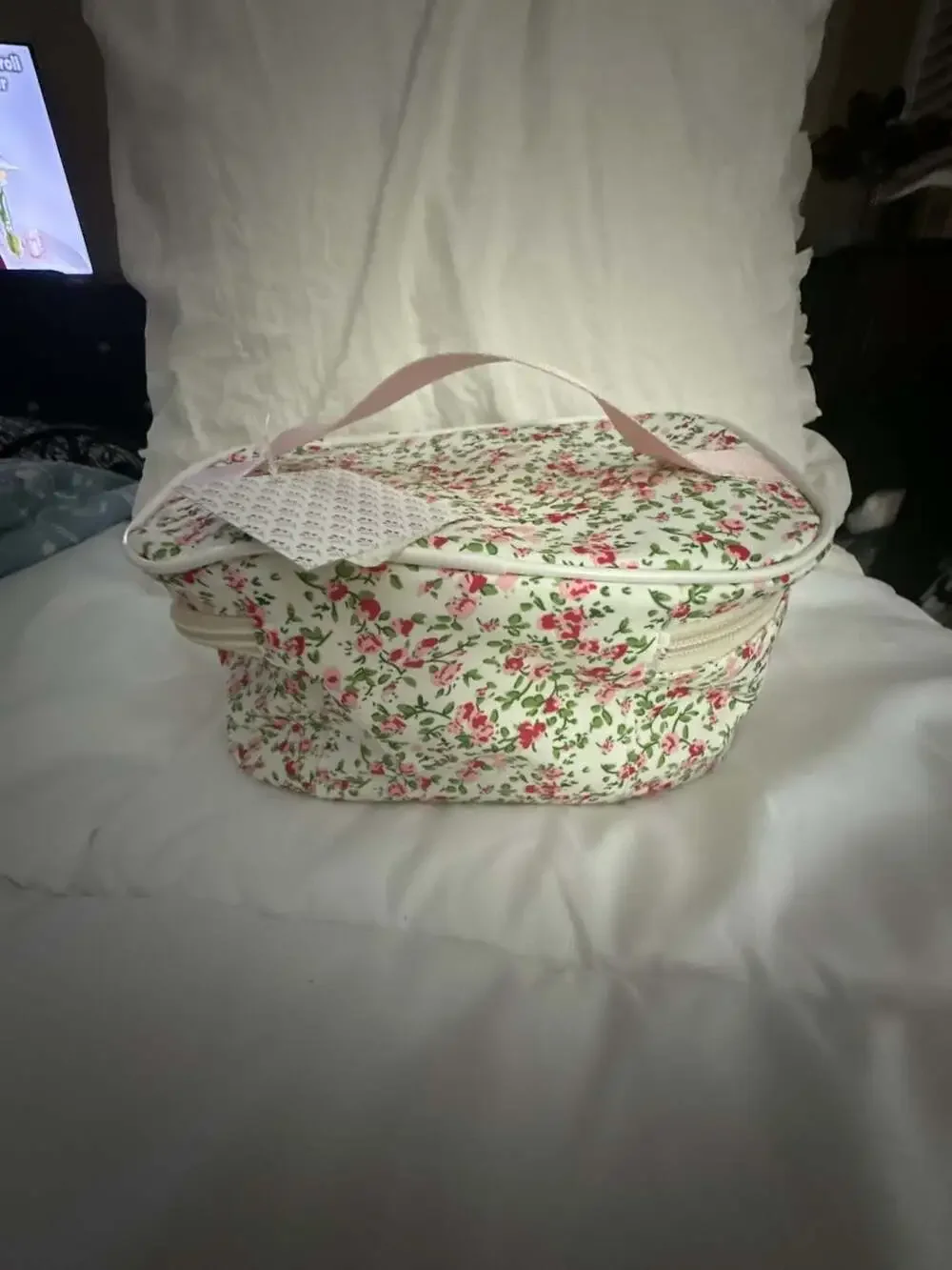 Floral Quilted Cosmetic Travel Makeup Bag